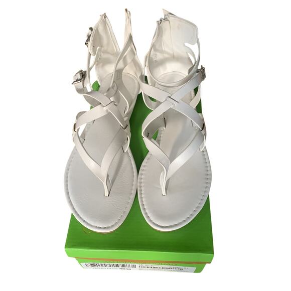 NWT SHOE LAND SL-MONACO WOMEN'S WHITE OPEN-TOE GLADIATOR ZIP BACK SANDALS 8.5 - Picture 7 of 11